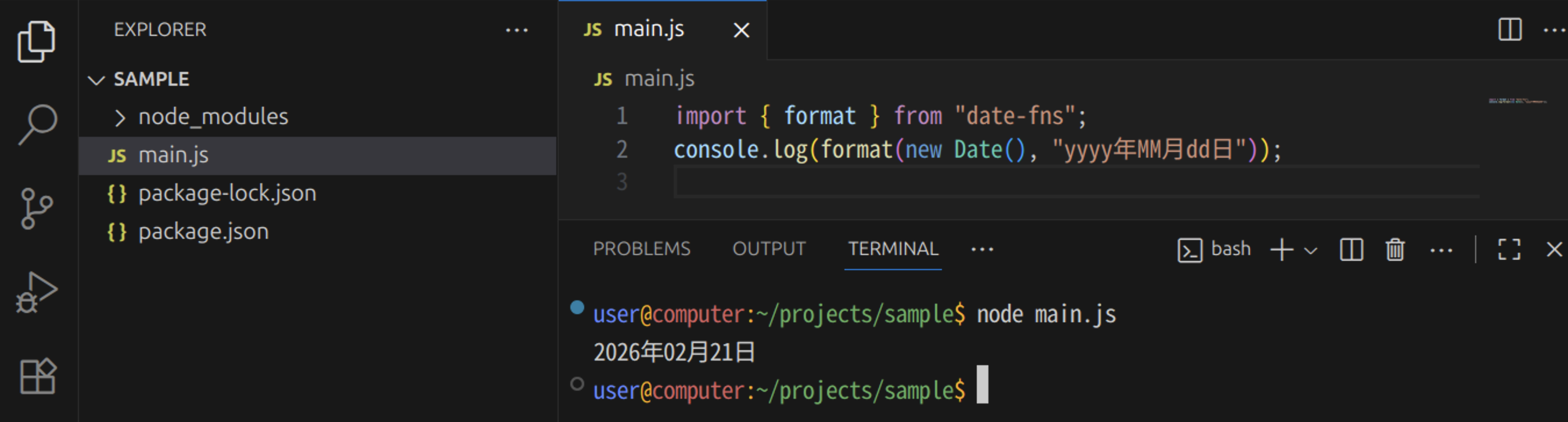 date-fnsパッケージの利用